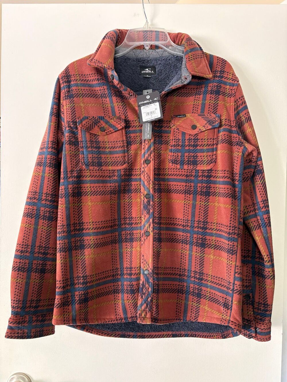 NWT O'Neill Superfleece Sherpa-Lined Flannel Shacket Plaid Shirt Jacket Small